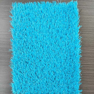 Gazon artificiel antistatique et résistant aux UV de 25 mm de hauteur de velours avec surface bleue personnalisable