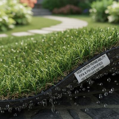 Herbe artificielle de paysage à haute perméabilité à l'eau avec double certification FIFA et FIH et 160 points de suture par mètre