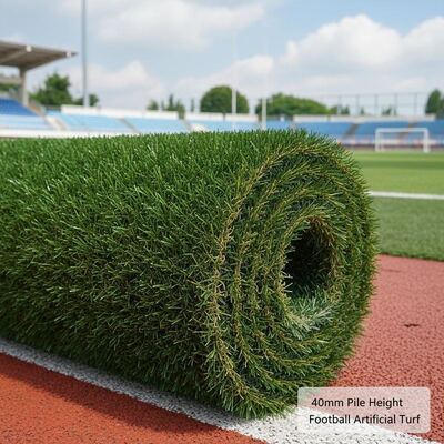 Gazon artificiel de football de 40 mm de hauteur de pile avec 12000 Dtex et résistance aux UV pour les terrains de sport