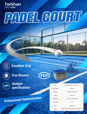 FEP Certifié 12 mm Hauteur de pile Brique Couleur rouge Padel Herbe artificielle pour les courts de padel professionnels